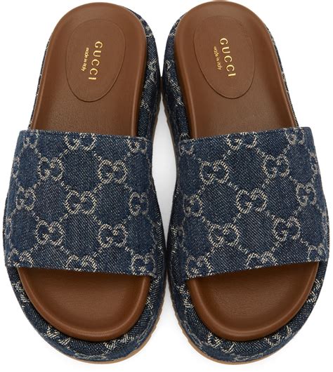 gucci denim platform slides|gucci platform slides cheap.